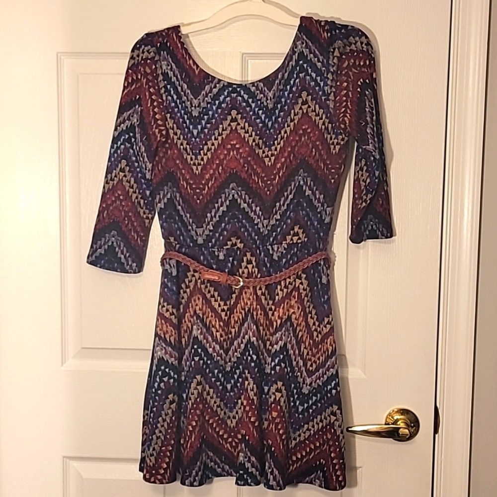 Lily Rose belted three quarter sleev dress